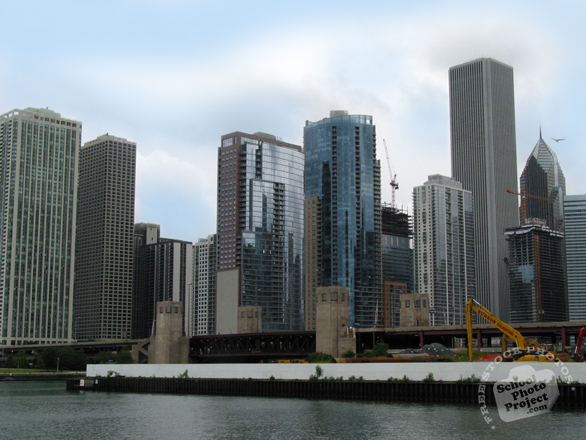 Chicago skyline, skyscraper, Chicago river, architecture, building, photo, free photo, stock photos, royalty-free image