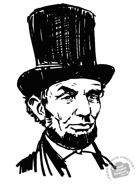Abraham Lincoln, U.S. President, 16th president, portrait, stock illustration, hand drawing, marker sketch, free stock photo, royalty-free image,