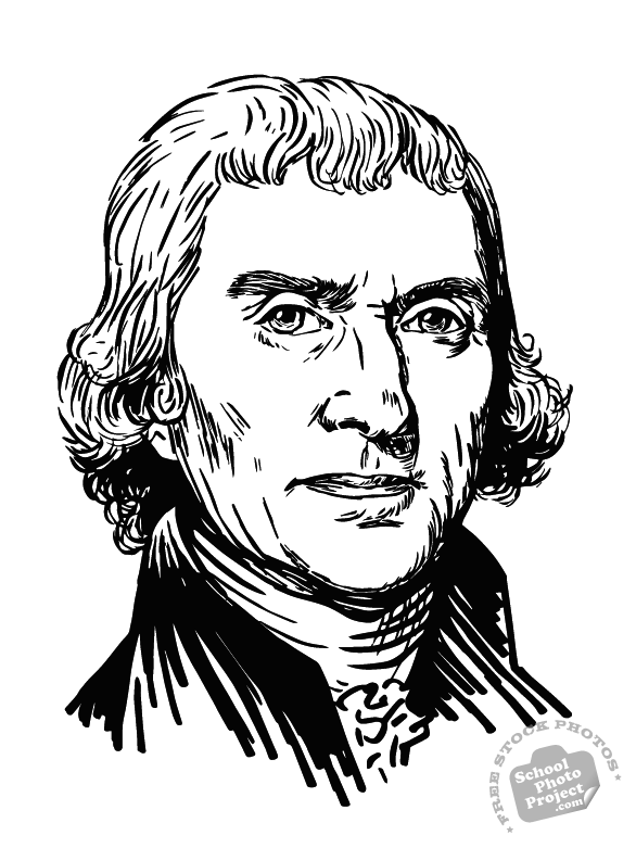 Thomas Jefferson, U.S. President, 3rd president, portrait, stock illustration, hand drawing, marker sketch, free stock photo, royalty-free image