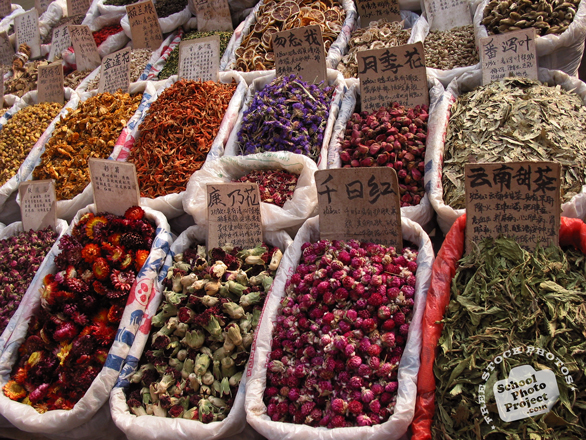 Chinese tea market, herbal tea, dried tea flowers photo, traditional tea market, free stock photos, free pictures, free images download, stock photography, royalty-free image