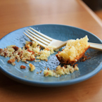 cake crumbs on plate, fork, plate, free stock photo, free images, royalty-free image