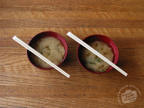 miso soup, soup, Japanese Food, bowl, chopsticks, table, free photo, stock photos, royalty-free image