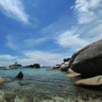 boulders, big rock, stone, water, beach, sea side, blue sky, sunny day, nature, photo, free photo, stock photos, stock images for free, royalty-free image, royalty free stock, stock images photos, stock photos free images, download free images, free images download