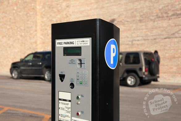 parking pay box, pay station, pay-to-park, multispace meter, modern parking meter, daily objects, free stock photo, picture, free images download, stock photography, royalty-free image