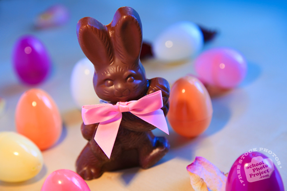 chocolate bunny, Easter bunny, Easter eggs, colorful eggs, egg hunting, pink ribbon, Easter Day, pascha, Christian festival, religious holiday, holidays photos, seasonal pictures, celebration images, free foto, free photo, picture, image, free images download, stock photography, stock images, royalty-free image
