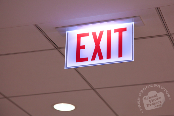 exit sign, building safety sign, emergency exit sign, free stock photo, free picture, stock photography, royalty-free image