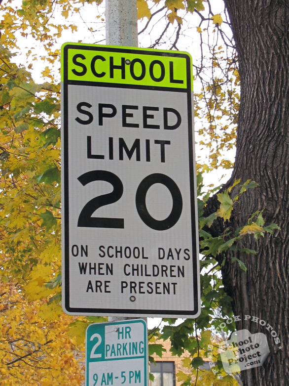 speed limit 20 sign, school road sign, road sign, traffic sign, warning sign, free photo, free images download, stock photography, stock images, royalty-free image