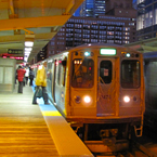 train, train stop, train track, CTA Chicago, night train, public transportation picture, free stock photo, royalty-free image