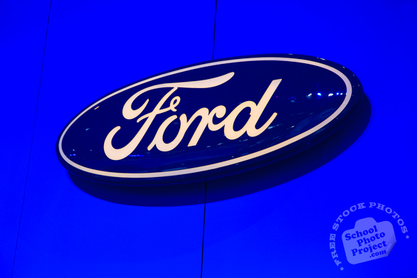 Ford logo, Ford sign, Chicago Auto Show, stock photos, free images, royalty free pictures