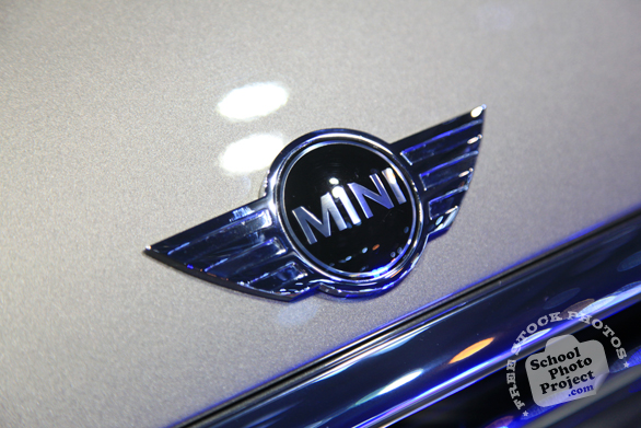 Mini Cooper metallic logo, Chicago Auto Show, stock photos, free images, royalty free pictures