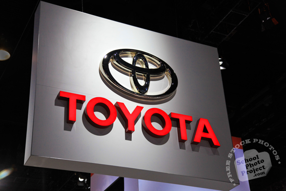 Toyota hanging sign, Toyota logo, Chicago Auto Show, stock photos, free images, royalty free pictures