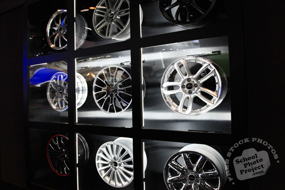 wheel rims, auto parts, display, Chicago Auto Show, stock photos, free images, royalty free pictures