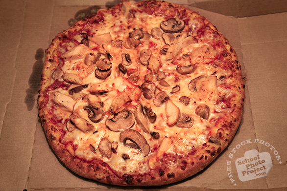 pizza, large pizza, chicken mushroom pizza, fresh pizza, bakery photo, free photo, free images, stock photos, stock images, royalty-free image