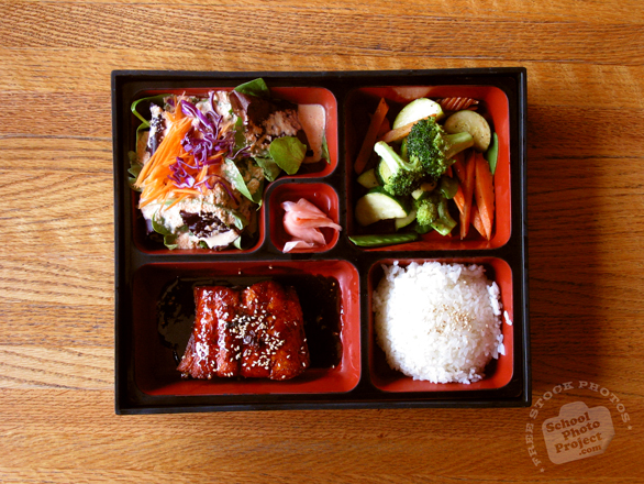 salmon teriyaki, rice box, Japanese Food, table, free photo, free images, stock photos, stock images, royalty-free image