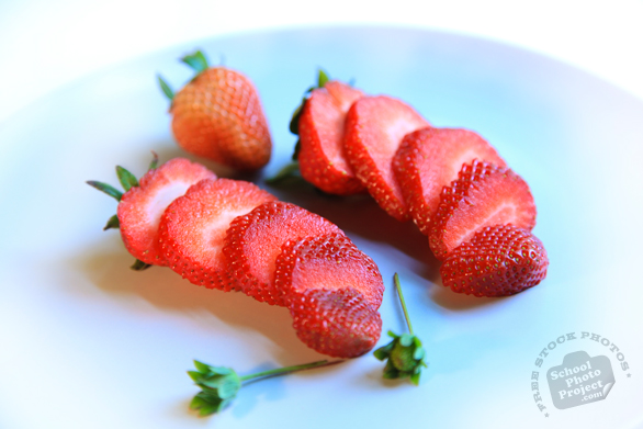 sliced strawberry, cut strawberry, stawberry photos, picture of strawberry slices, fruit photo, free stock photo, free picture, stock photography, stock images, royalty-free image