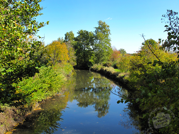 creek, river, lush trees, colorful autumn leaves, fall season foliage, panorama, nature photo, free stock photo, free picture, stock photography, royalty-free image