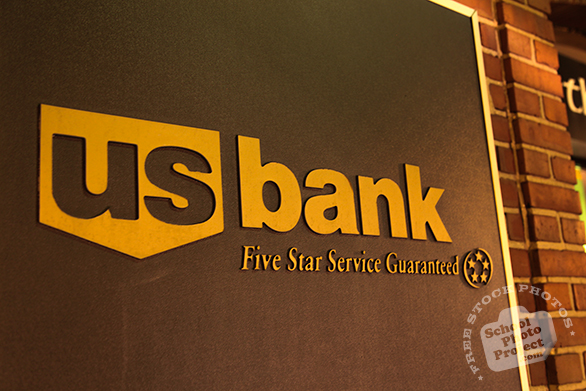 US Bank logo, USBank sign, USBank plaque, corporate identity image, logo photo, free logo mark, free stock photo, free picture, royalty-free image