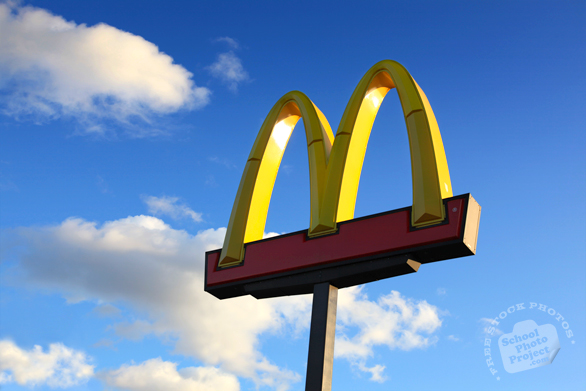 McDonald's, McDonalds, fast food, restaurant logo, free logo mark, free stock photo, free picture, royalty-free image