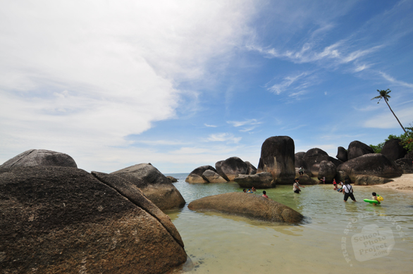 Belitung, Belitong, pulau Belitung, Belitung islands, Belitung beach, Bangka Belitung, kepulauan Bangka-Belitung, Indonesia, sandy beach, coconut trees, palm trees, boulders, rock, seascape, sea side, travel photo, free photo, stock photo, stock photography, royalty-free image